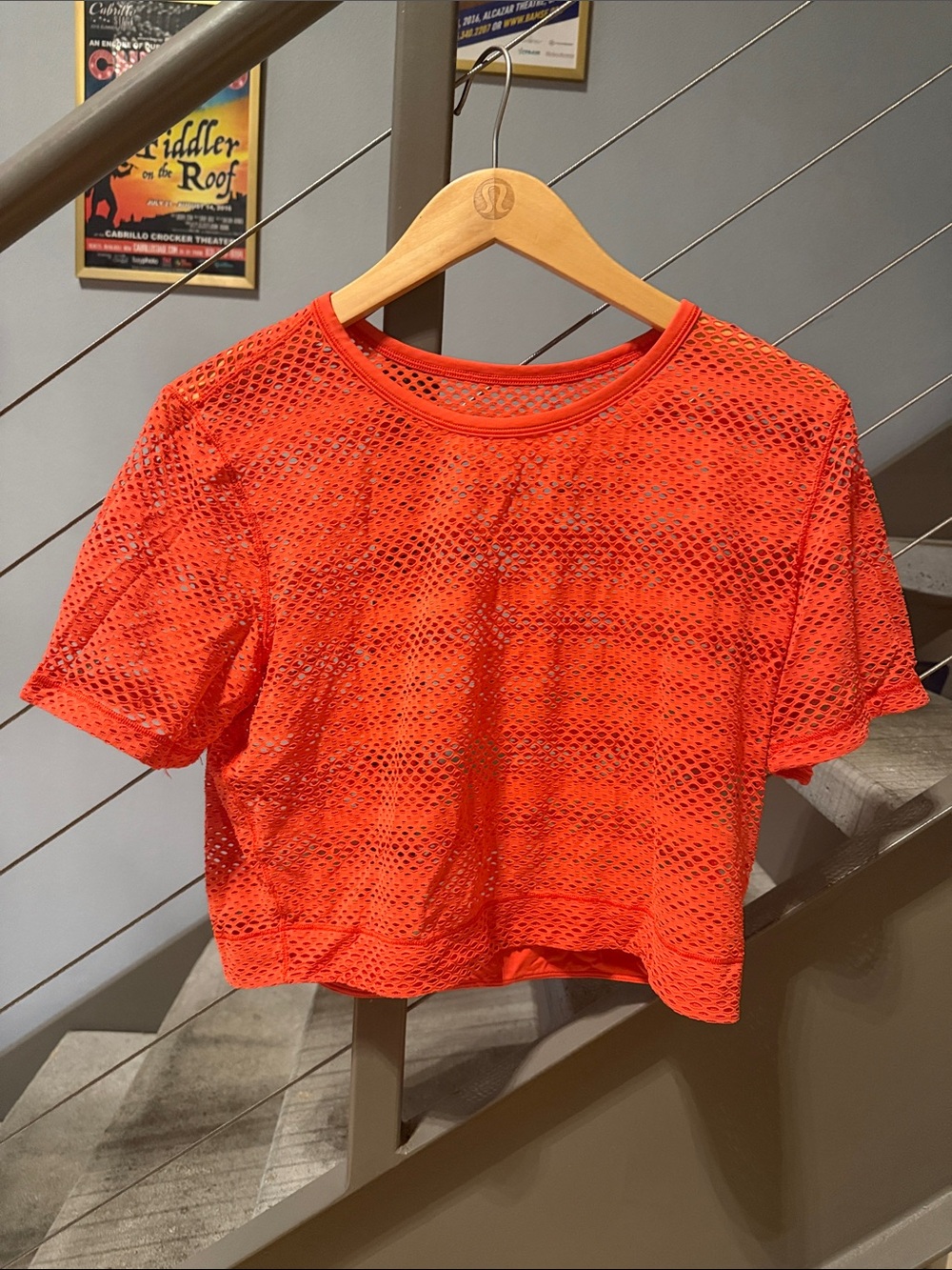 Lululemon Orange Open Mesh Cropped Training Tee Size 4